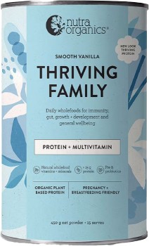 Nutra-Organics-Thriving-Family-Protein-Smooth-Vanilla-450g on sale