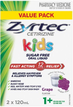 Zyrtec+Kids+Fast+Acting+Allergy+%26amp%3B+Hayfever+Relief+Grape+Flavour+Oral+Liquid+2+x+120ml