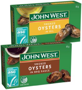 John+West+Smoked+Oysters+in+Oil+or+in+BBQ+Sauce+85g