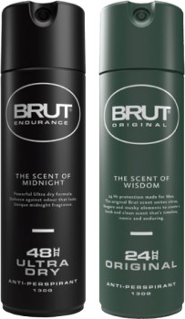 Brut+48hr+Endurance+or+Original+Antiperspirant+Aerosol+Deodorant+130g