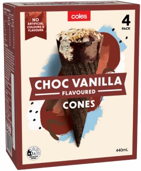 Coles+Chocolate+Vanilla+Cones+4+Pack+440mL