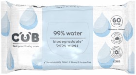 CUB+Biodegradable+Water+Wipes+60+Pack