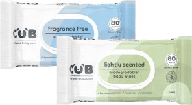 CUB+Biodegradable+Fragrance+Free+or+Lightly+Scented+Baby+Wipes+80+Pack