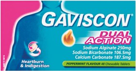 Gaviscon+Dual+Action+Peppermint+Flavour+48+Chewable+Tablets