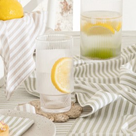 Mila+Ribbed+Clear+Highball+Glasses+Set+of+4+by+M.U.S.E.