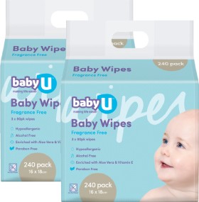 BabyU-Fragrance-Free-Wipes-240-Pack on sale