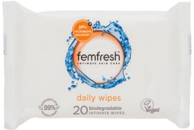 Femfresh+Feminine+Wipes+20+Pack+or+Liquid+Wash+250mL+Selected+Varieties