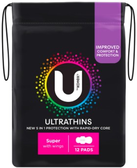 U-By-Kotex-Ultrathins-Super-Pads-with-Wings-12-Pack on sale