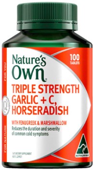 Nature%26rsquo%3Bs+Own+Triple+Strength+Garlic+%2B+C%2C+Horseradish+100+Tablets