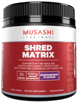 Musashi+Shred+Matrix+Passionfruit+Flavour+270g