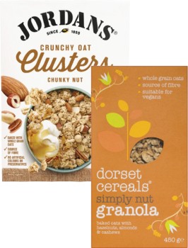 Jordans-Granola-or-Oat-Clusters-500g-750g-or-Dorset-Granola-or-Muesli-450g on sale