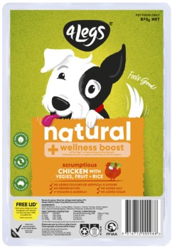 4+Legs+Natural+%2B+Wellness+Boost+Meatball+Dog+Food+Tray+870g