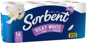 Sorbent+3-Ply+Silky+White+Toilet+Tissue+16+Pack