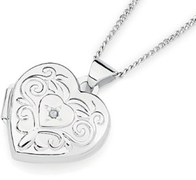 Sterling-Silver-Cubic-Zirconia-Heart-Locket on sale