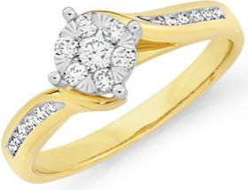 9ct-Gold-Diamond-Round-Cluster-Ring on sale