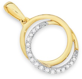 9ct-Gold-Diamond-Double-Circle-Pendant on sale