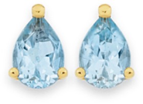 9ct-Gold-Sky-Blue-Topaz-Pear-Stud-Earrings on sale