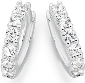 Sterling-Silver-Claw-Cubic-Zirconia-Huggie-Earrings on sale