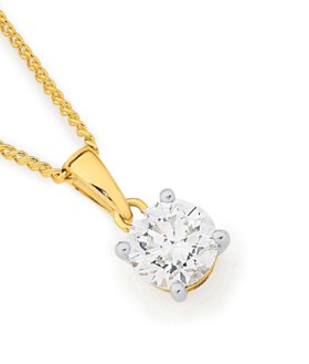 Alora+14ct+Gold+1+Carat+Lab+Grown+Diamond+Solitaire+Pendant