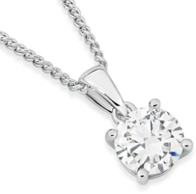 Alora+14ct+White+Gold+1+Carat+Lab+Grown+Diamond+Solitaire+Pendant