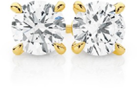 Alora+14ct+Gold+1+Carat+TW+Lab+Grown+Diamond+4+Claw+Stud+Earrings