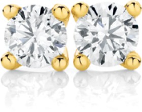 18ct+Gold+Diamond+Stud+Earrings