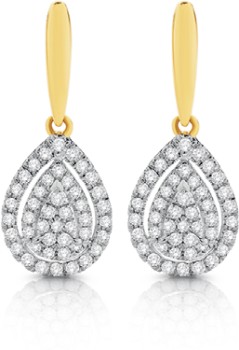 9ct+Gold+Diamond+Pear+Drop+Stud+Earrings