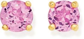 9ct+Gold+Created+Pink+Sapphire+Stud+Earrings