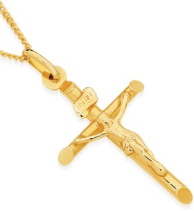 9ct+Gold+Crucifix+%26%23039%3BINRI%26%23039%3B+Cross+Pendant