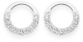 Sterling+Silver+Cubic+Zirconia+Tapered+Open+Circle+Studs