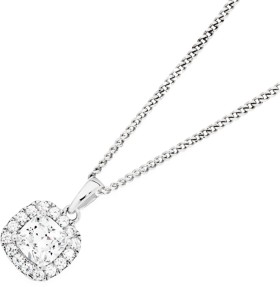 Sterling+Silver+Cubic+Zirconia+Small+Cushion+Cluster+Pendant