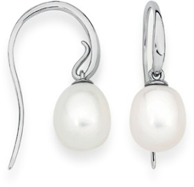 Sterling+Silver+7.5x8mm+Cult+F%2FW+Pearl+Drop+Earrings