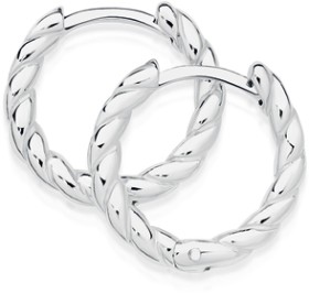 Sterling+Silver+15mm+Polished+Twist+Huggies