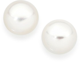 Sterling+Silver+10mm+Button+Cultured+Freshwater+Pearl+Stud+Earrings