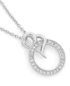 Sterling+Silver+Cubic+Zirconia+Circle+of+Love+%26amp%3B+Heart+Slider+Pendant