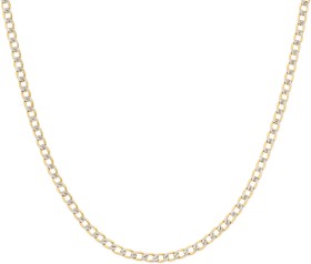 9ct-Gold-Two-Tone-45cm-Solid-Diamond-Cut-Curb-Chain on sale