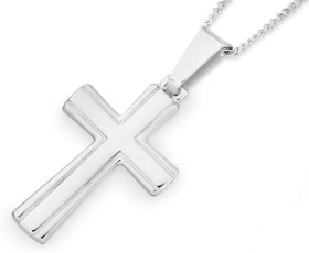 Sterling-Silver-30mm-Flared-Lined-Cross-Gents-Pendant on sale