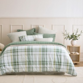 Finlay-Flannelette-Green-Check-Reversible-Quilt-Cover-Set-by-Habitat on sale