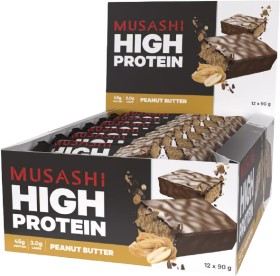 Musashi-High-Protein-Bar-Peanut-Butter-12-x-90g on sale