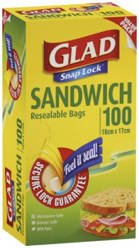 Glad-Snap-Lock-Resealable-Sandwich-Bags-100-Pack on sale
