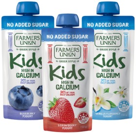 NEW+Farmers+Union+Kids+Greek+Style+Yogurt+Pouch+130g+Selected+Varieties