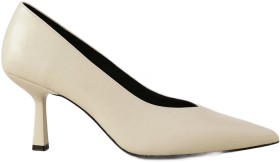 Basque-Tory-Heeled-Shoe-Ecru-Leather on sale
