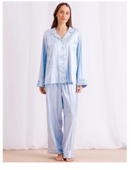Chloe-Lola-Luxe-Satin-Jacquard-Long-PJ-Set-Sky-Blue on sale
