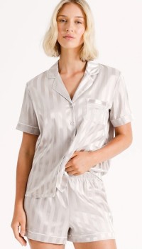 Chloe-Lola-Luxe-Satin-Jacquard-Long-PJ-Sets-Champagne on sale