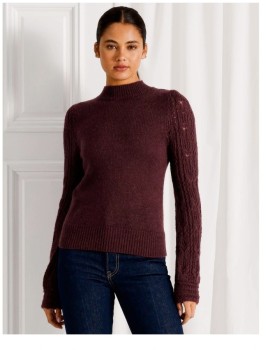 Tokito-Pointelle-Knit-Jumper-Wine on sale