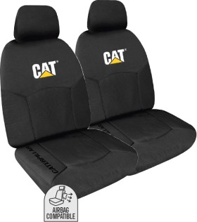 Caterpillar-Canvas-Icon-Seat-Covers-Black-Front on sale