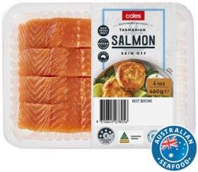 Coles+Tasmanian+Salmon+Portions+Skin+Off+4+Pack+460g