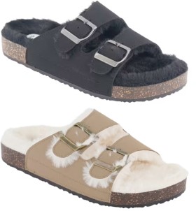 Lined-Two-Band-Footbed-Slides on sale