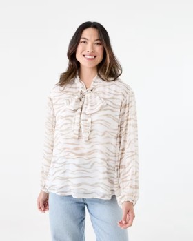 Long-Sleeve-Neck-Tie-Blouse on sale