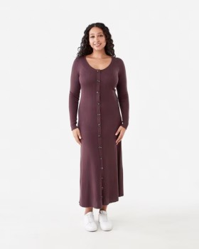 Long-Sleeve-Button-Through-Knit-Maxi-Dress on sale